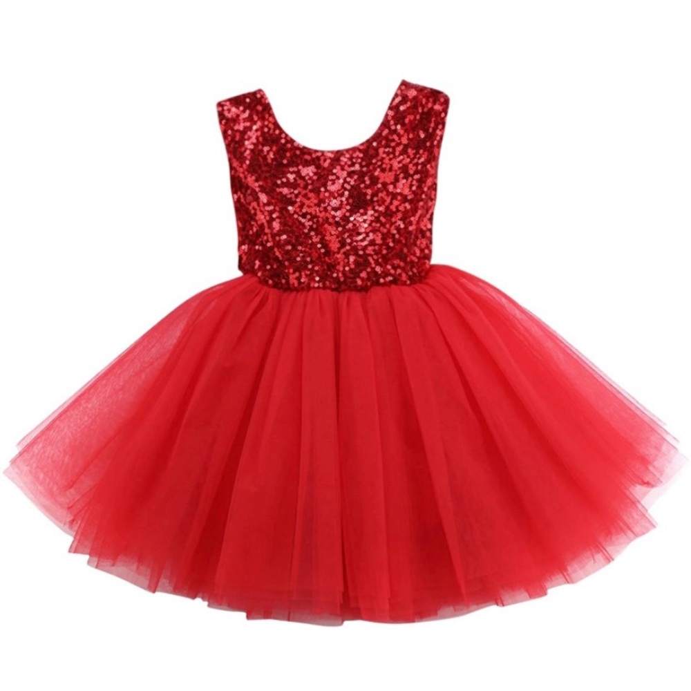 Red sleeveless sequin tutu dress